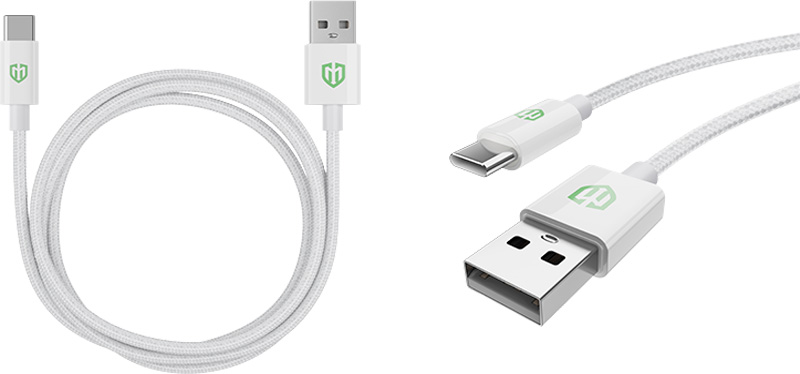 MONK pletený nylonový kabel USB-A na USB-C 1m  27 W - White_1